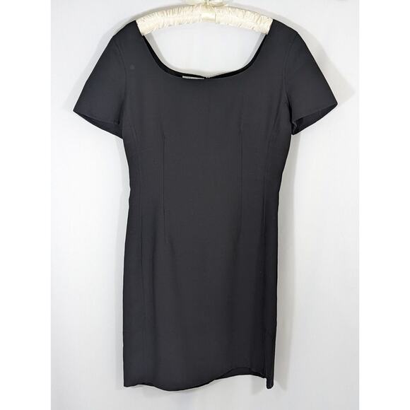 Barneys New York Womens Short Sleeve Solid Midi Dress Black Size 46/12 - Picture 2 of 12